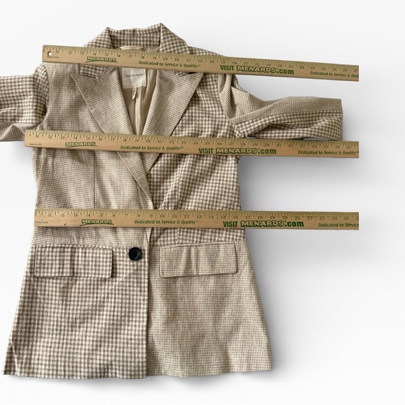 Anthropologie Avec Les Filles checked patchwork blazer XS beige long sleeve - Picture 8 of 8